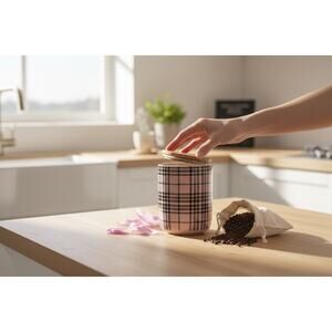 Ceramic Storage Container w/ Wood Lid